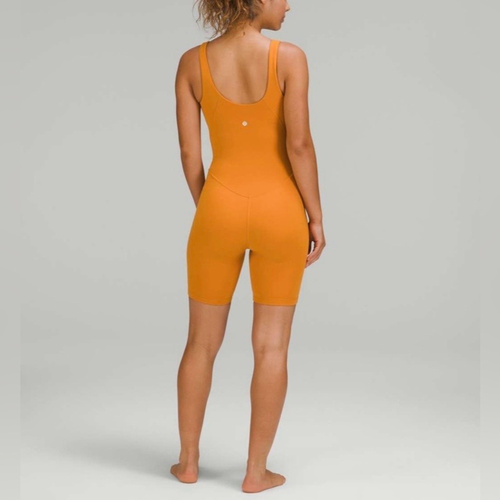 Lululemon Align Onesie 8” Autumn Orange Size 6 Nulu Built-In Bra Rare Color